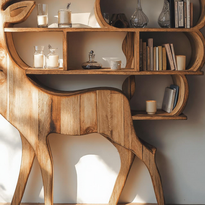 Customizable wooden deer shelf for living room wall decor